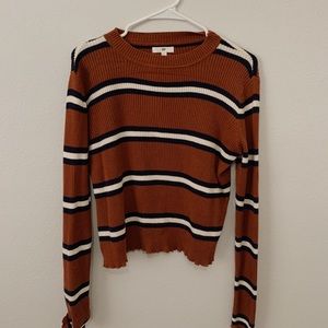 Brown, White, and Black Striped Sweater